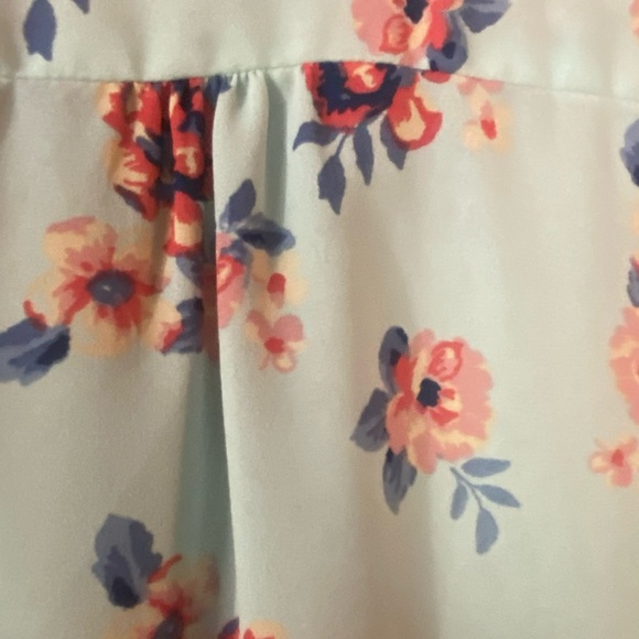 Blouse from Faded Glory - Light Blue Floral button up motorcycle collar cottage - Picture 9 of 9